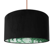 Load image into Gallery viewer, Palm leaf with jet black velvet lampshade