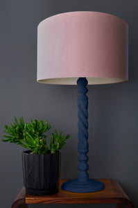 Blush pink velvet with champagne liner lampshade