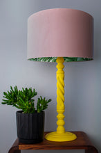 Load image into Gallery viewer, Blush velvet with green leaf lampshade