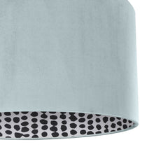 Load image into Gallery viewer, Duck egg blue velvet with monochrome dot lampshade