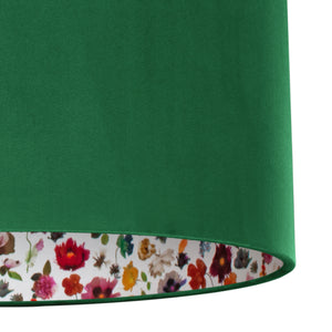 Liberty of London Floral Edit with emerald green velvet lampshade