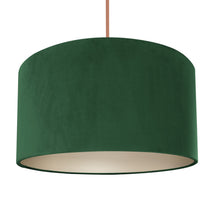 Load image into Gallery viewer, Forest green velvet with champagne liner lampshade
