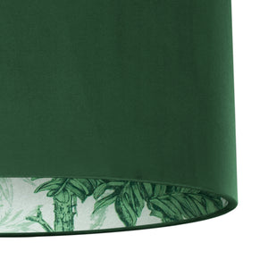 Palm leaf with forest green velvet lampshade
