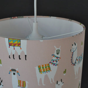 Llama print with white lined lampshade