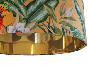 Jungle Velvet gold lampshade with mirror gold liner
