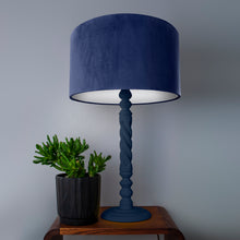 Load image into Gallery viewer, Navy blue velvet with opaque white liner lampshade