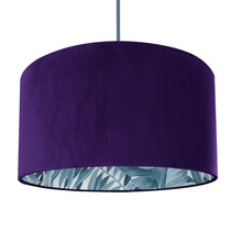 Load image into Gallery viewer, Purple velvet with blue leaf lampshade