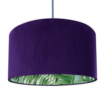 Load image into Gallery viewer, Purple velvet with green leaf lampshade