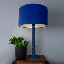 Load image into Gallery viewer, Royal blue velvet with champagne liner lampshade
