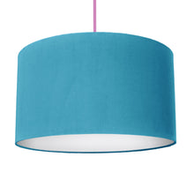 Load image into Gallery viewer, Turquoise velvet with opaque white liner lampshade