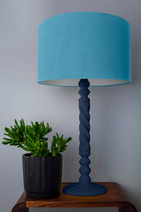 Turquoise velvet with opaque white liner lampshade