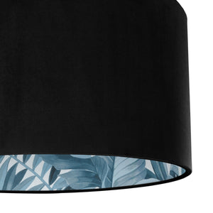 Jet black velvet with blue leaf lampshade