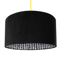 Load image into Gallery viewer, Jet black velvet with monochrome dot lampshade