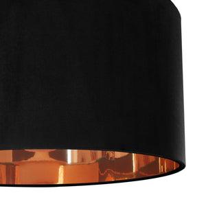 Jet black velvet with mirror copper liner