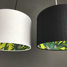 Load image into Gallery viewer, Jet black silk with citrus leaf lampshade