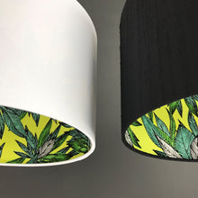 Load image into Gallery viewer, Jet black silk with citrus leaf lampshade