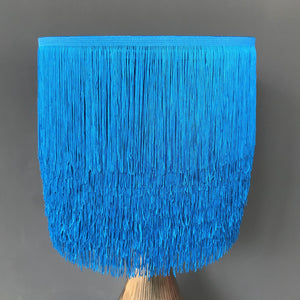 Blue tassel lampshade with mirror copper liner
