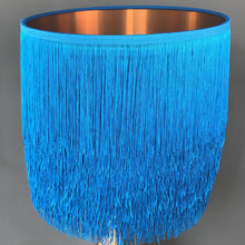 Load image into Gallery viewer, Blue tassel lampshade with mirror copper liner