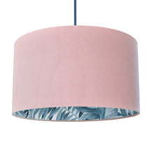 Load image into Gallery viewer, Blush velvet with blue leaf lampshade