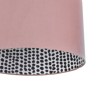 BEST SELLING: Blush velvet with monochrome dot lampshade