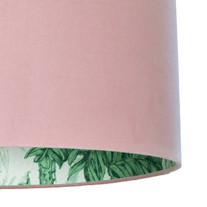 Palm leaf with blush velvet lampshade