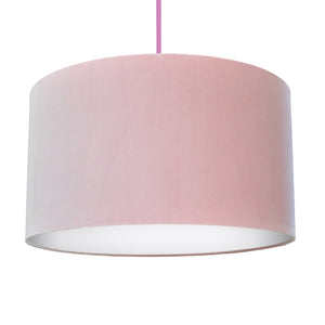 Blush pink velvet with opaque white liner lampshade