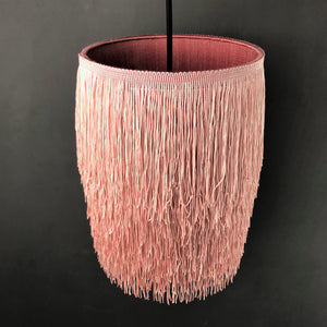 Blush pink tassel lampshade with metallic liner