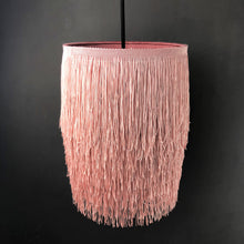 Load image into Gallery viewer, Blush pink tassel lampshade with metallic liner