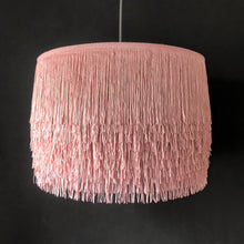 Load image into Gallery viewer, Blush pink tassel lampshade with metallic liner