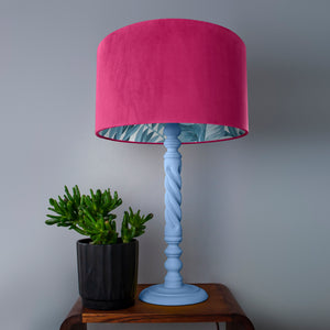 Hot pink velvet with blue leaf lampshade