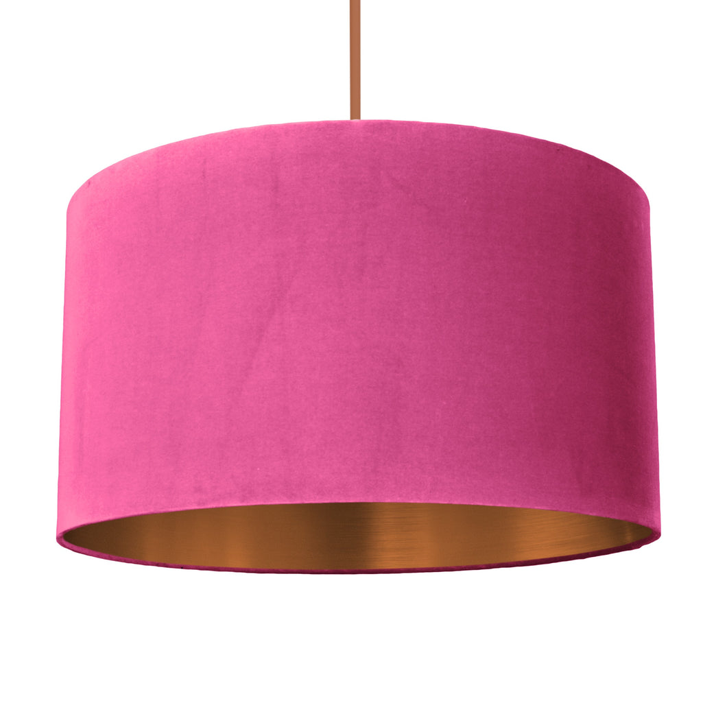 Hot pink velvet with brushed copper liner