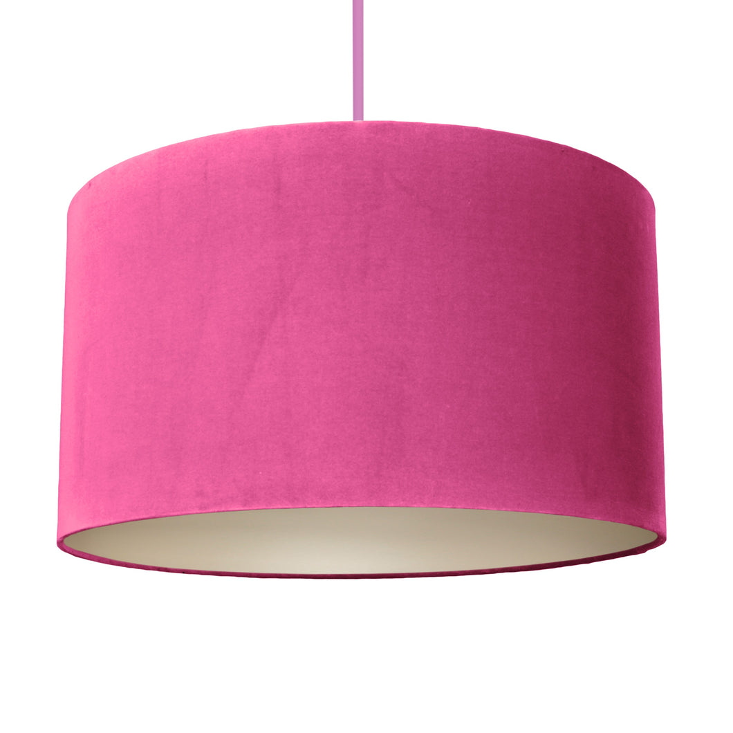 Hot pink velvet with champagne liner lampshade