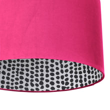 Load image into Gallery viewer, Hot pink velvet with monochrome dot lampshade