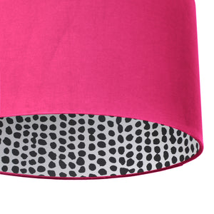 Hot pink velvet with monochrome dot lampshade