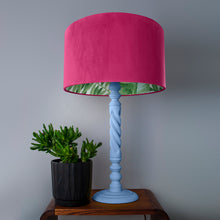 Load image into Gallery viewer, Hot pink velvet with green leaf lampshade