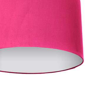 Hot pink velvet with opaque white liner lampshade