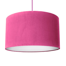 Load image into Gallery viewer, Hot pink velvet with opaque white liner lampshade