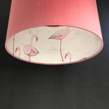 Load image into Gallery viewer, RESERVED FOR TRACEY: Cole &amp; Son &#39;Flamingo&#39; wallpaper with soft grey velvet lampshade