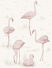 Load image into Gallery viewer, RESERVED FOR TRACEY: Cole &amp; Son &#39;Flamingo&#39; wallpaper with soft grey velvet lampshade