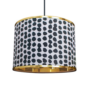 NEW! DOT wallpaper with mirror gold liner and gold edged lampshade