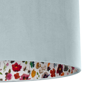 Liberty of London Floral Edit with duck egg velvet lampshade