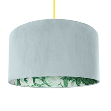 Load image into Gallery viewer, Palm leaf with duck egg velvet lampshade