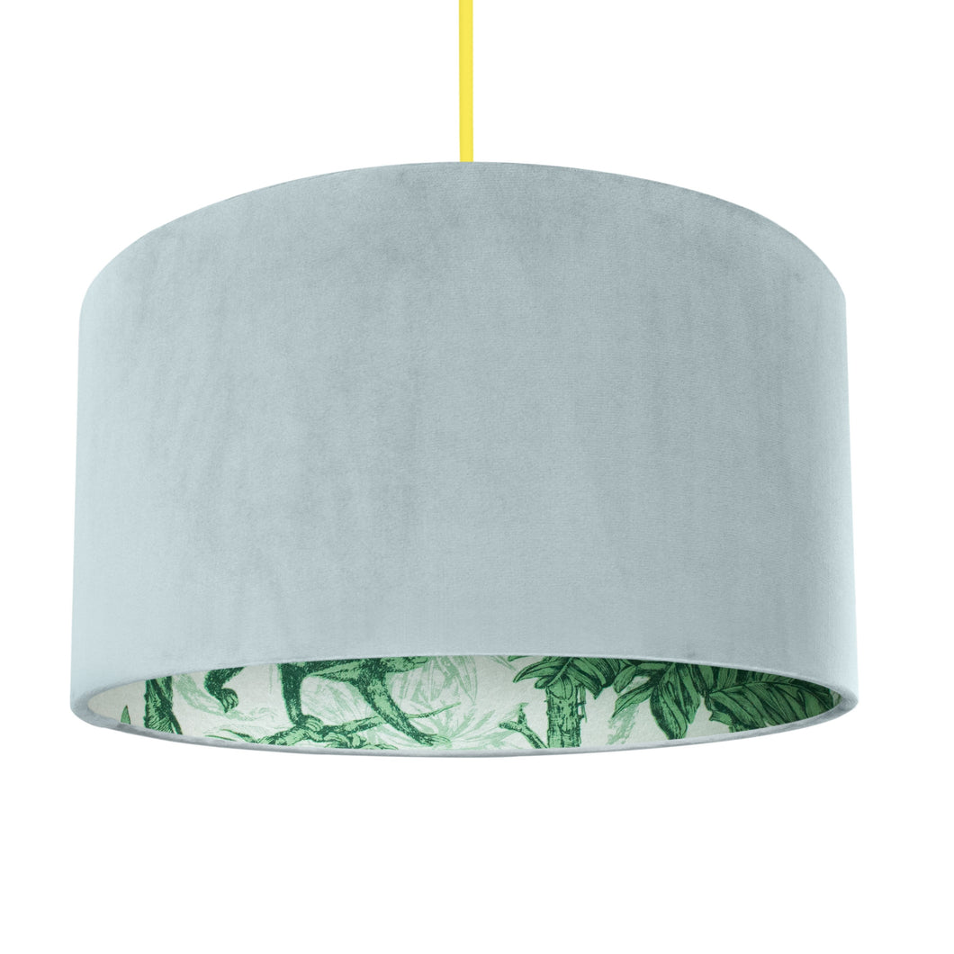 Palm leaf with duck egg velvet lampshade