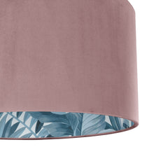 Load image into Gallery viewer, Dusty pink velvet with blue leaf lampshade