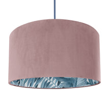 Load image into Gallery viewer, Dusty pink velvet with blue leaf lampshade