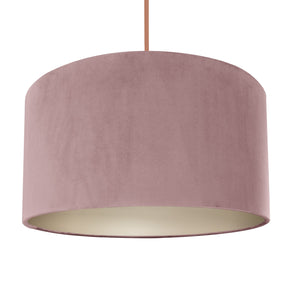 Dusty pink velvet with champagne liner lampshade