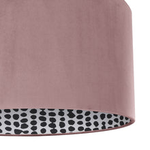 Load image into Gallery viewer, Dusty pink velvet with monochrome dot lampshade