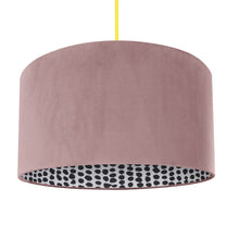 Load image into Gallery viewer, Dusty pink velvet with monochrome dot lampshade