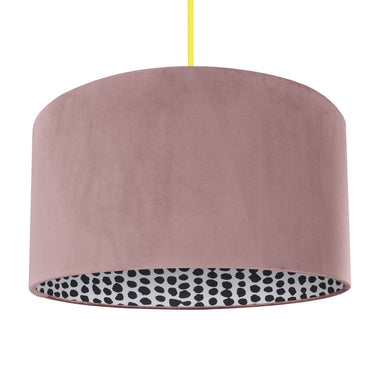 Dusty pink velvet with monochrome dot lampshade