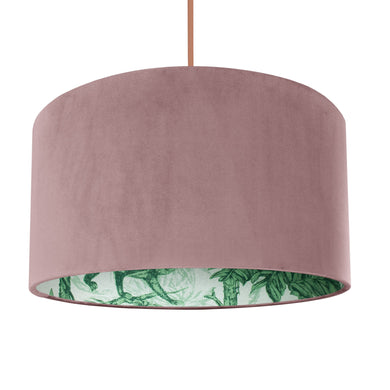 Palm leaf with dusty pink velvet lampshade